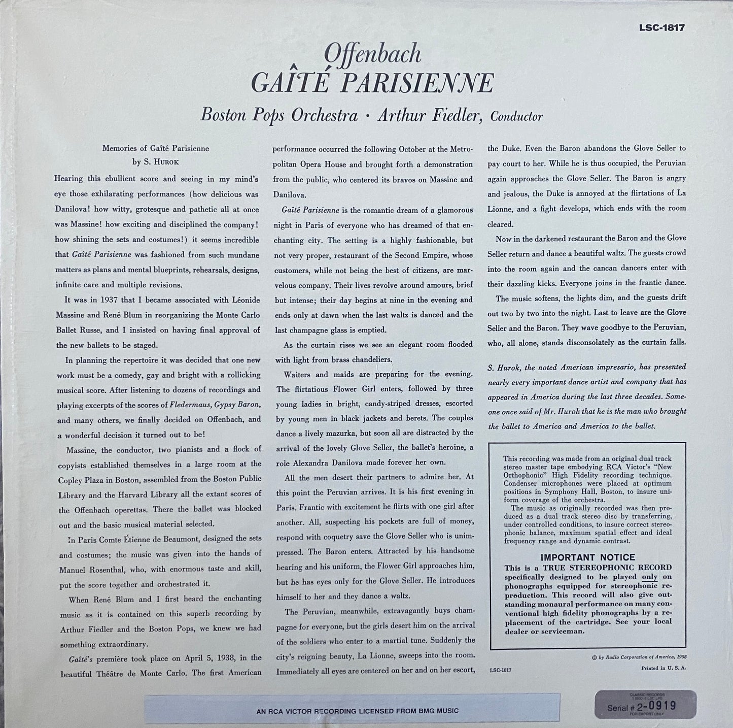 Offenbach - Gaîté Parisienne (Classic Records Factory Sealed 33 RPM)