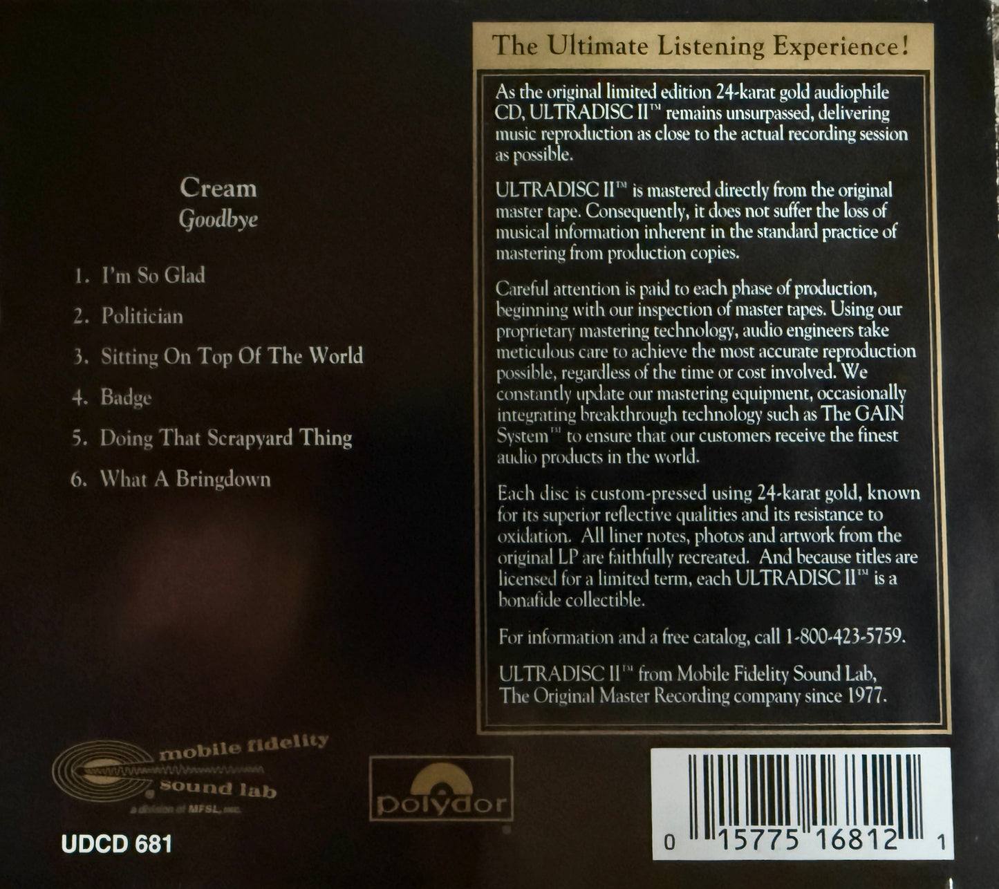 Cream - Goodbye (Mobile Fidelity 24K Gold CD)