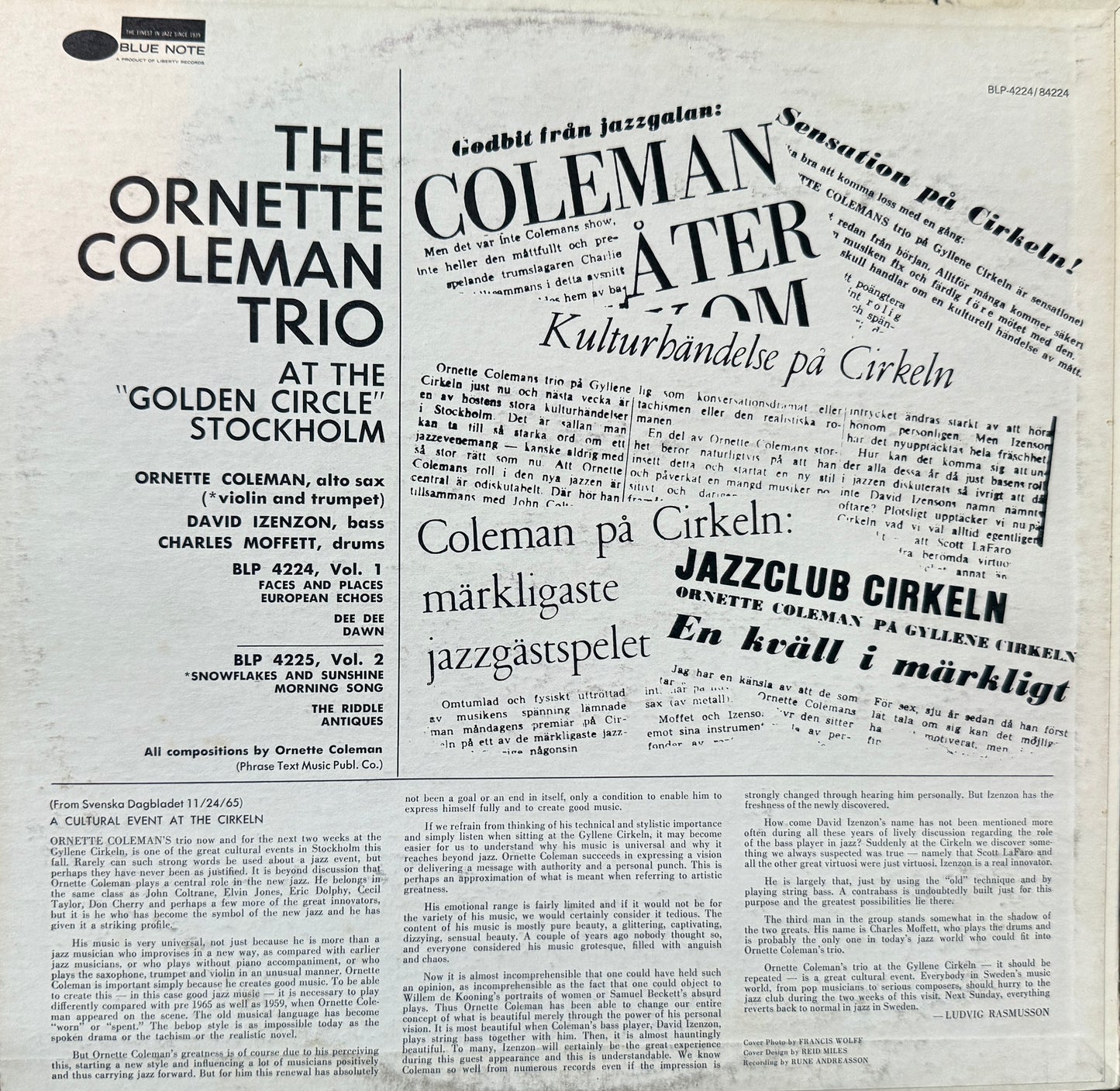 Ornette Coleman Trio - At The Golden Circle Stockholm (Late 60’s Blue Note)