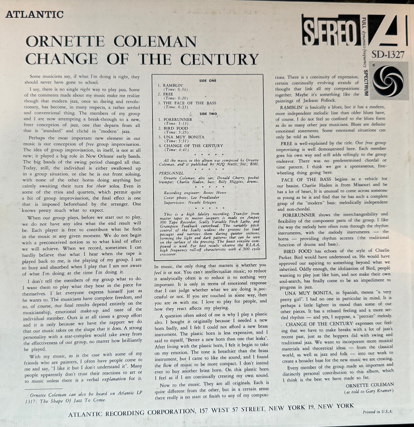 Ornette Coleman - Change Of The Century (70’s Atlantic)