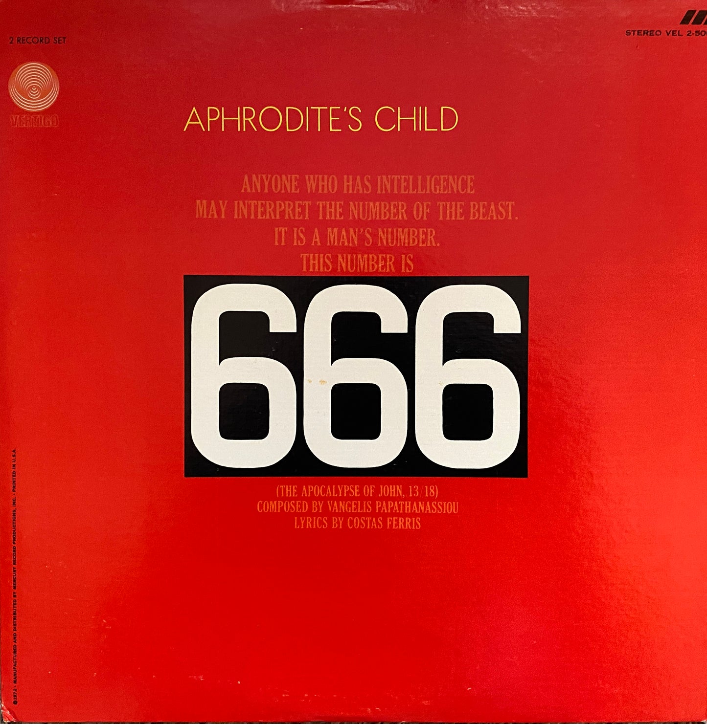 Aphrodites Child - 666 (1974 U.S. Pressing)