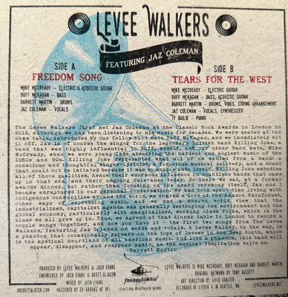 Levee Walkers Featuring Jazz Coleman - Freedom Songs/Tears For The West) Ltd Edition Clear Vinyl 7”