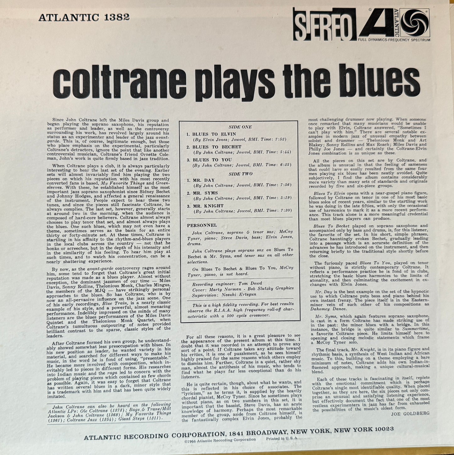 John Coltrane - Coltrane Plays The Blues (Early 70’s Atlantic)