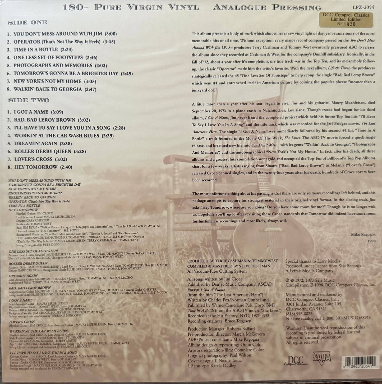 Jim Croce - His Greatest Recordings (DCC Compact Classics) Factory Sealed