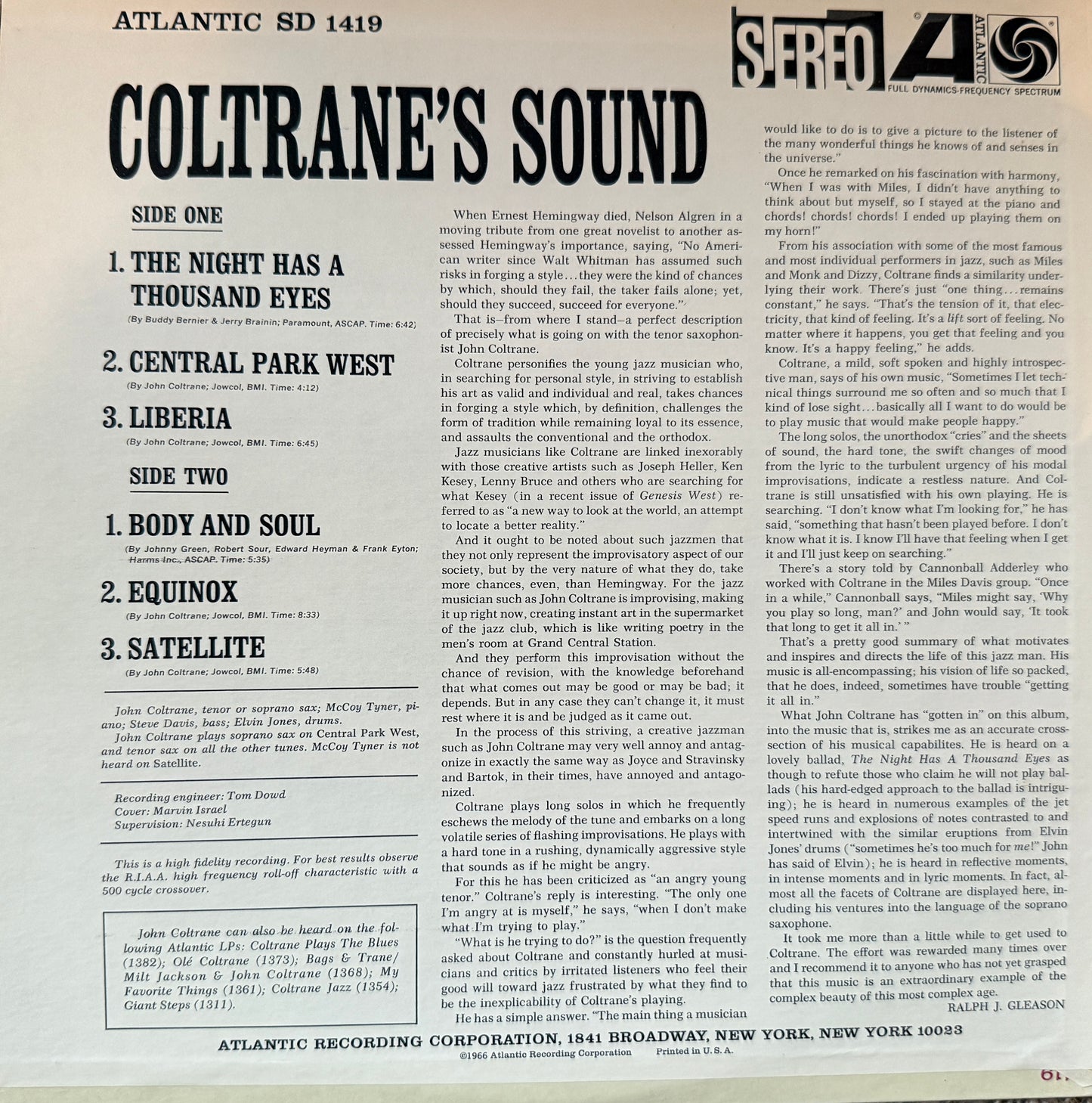 John Coltrane - Coltrane’s Sound (Early 70’s Atlantic)