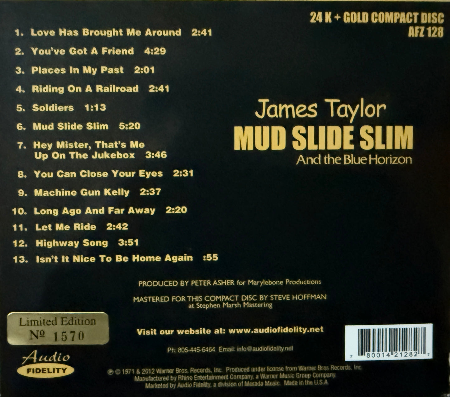 James Taylor - Mud Slide Slim (Audio Fidelity Gold CD)