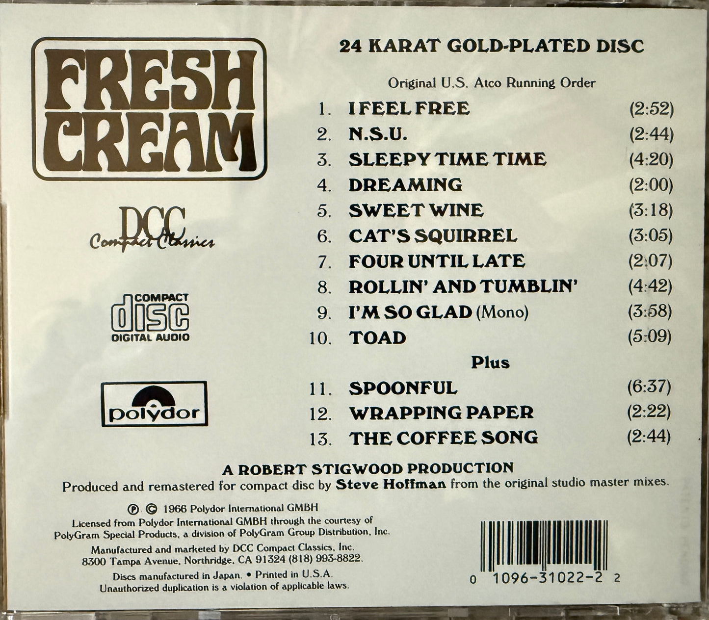 Cream - Fresh Cream (DCC Gold CD)