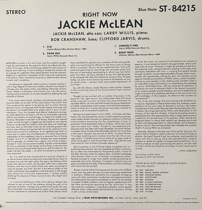 Jackie McLean - Right Now! (Music Matters 33 RPM)