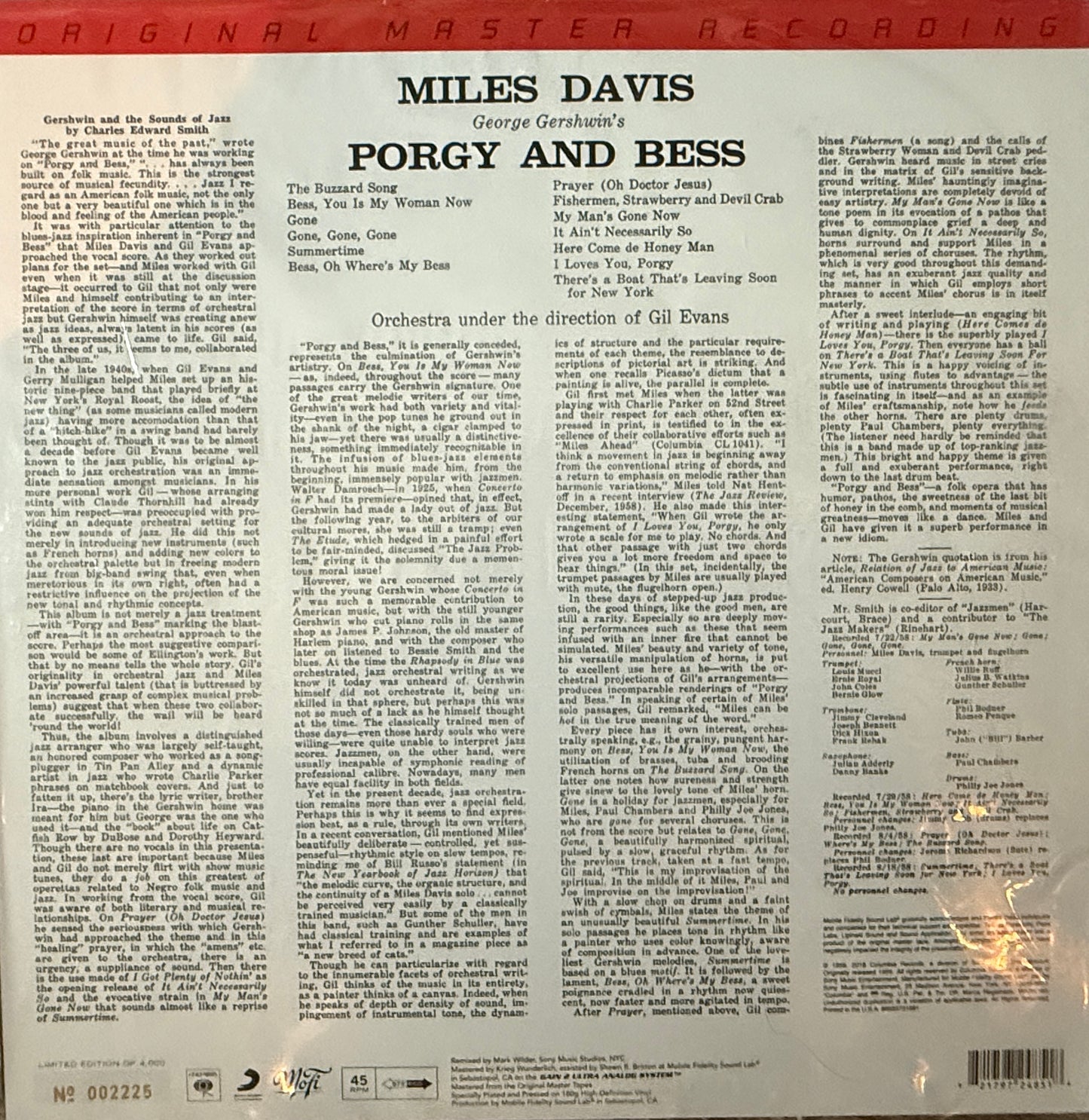 Miles Davis - Porgy and Bess (MFSL 2XLP) Factory Sealed