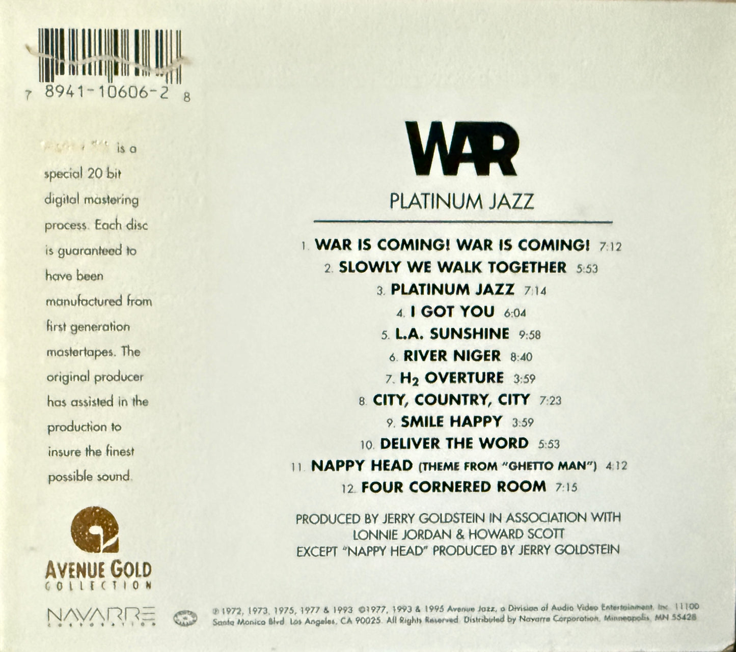 War - Platinum Jazz (Avenue Gold CD)