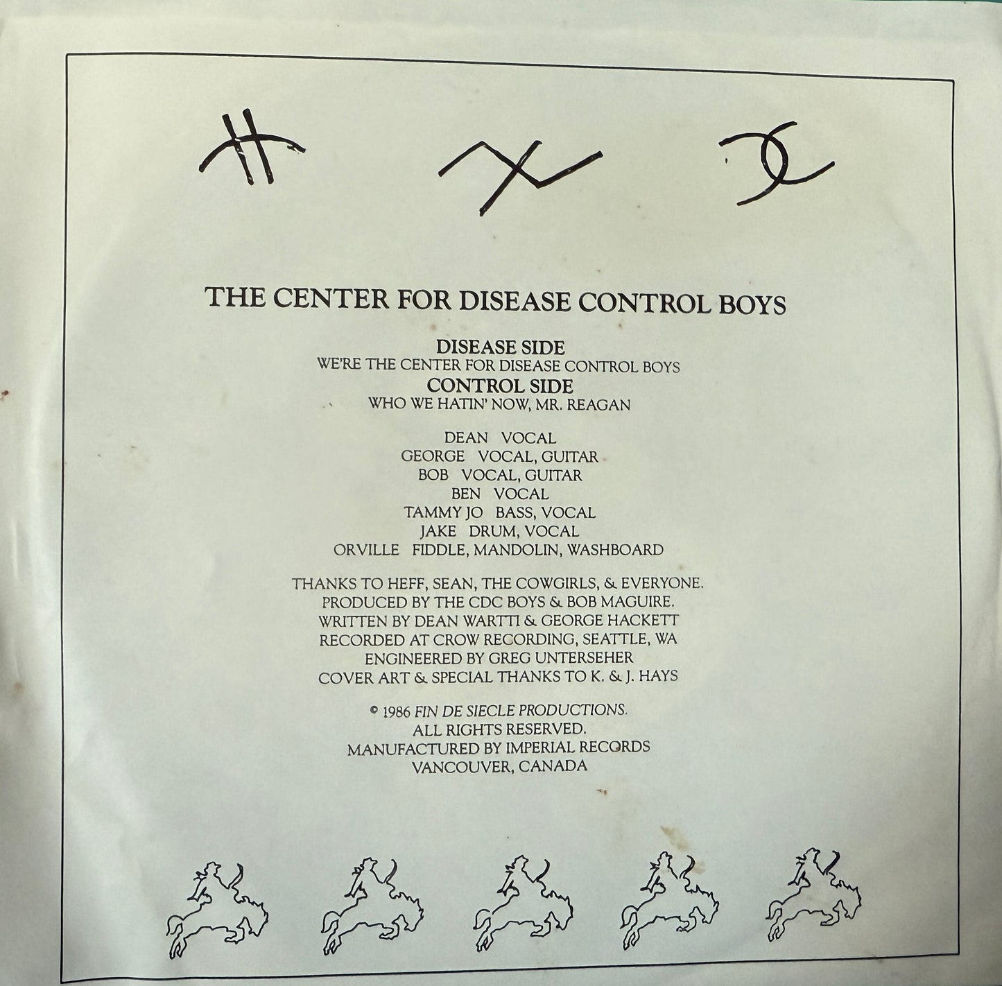 Center for Disease Control Boys - We’re the Center of Disease Control Boys (First Chris Cornell on vinyl) 7”