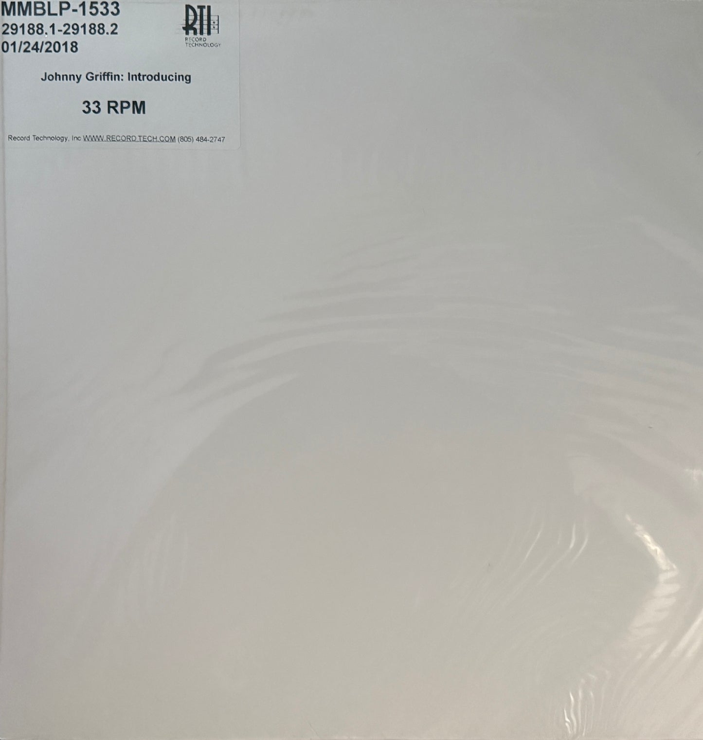 Johnny Griffin - Introducing Johnny Griffin (Music Matters SRX) RTI Test Pressing Factory Sealed