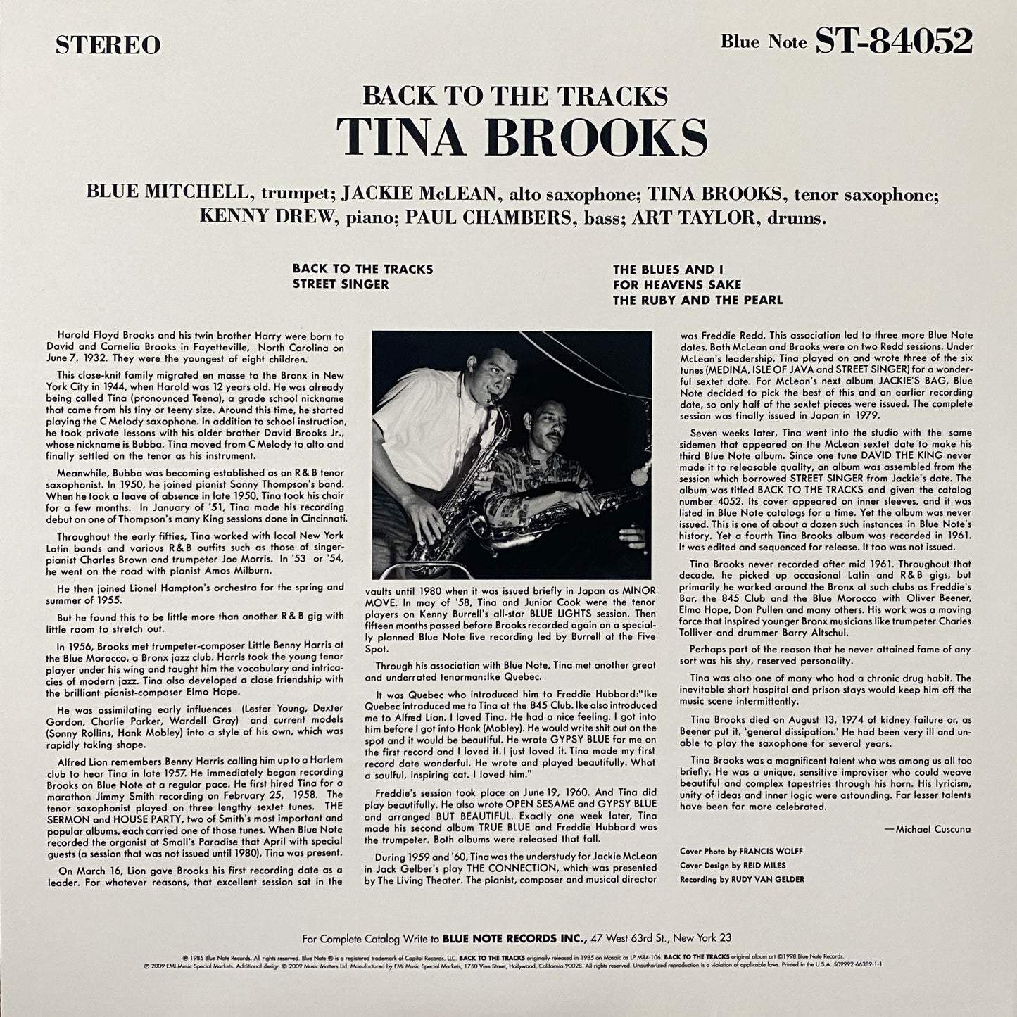 Tina Brooks - Back To The Tracks (Music Matters 2XLP 45 RPM)