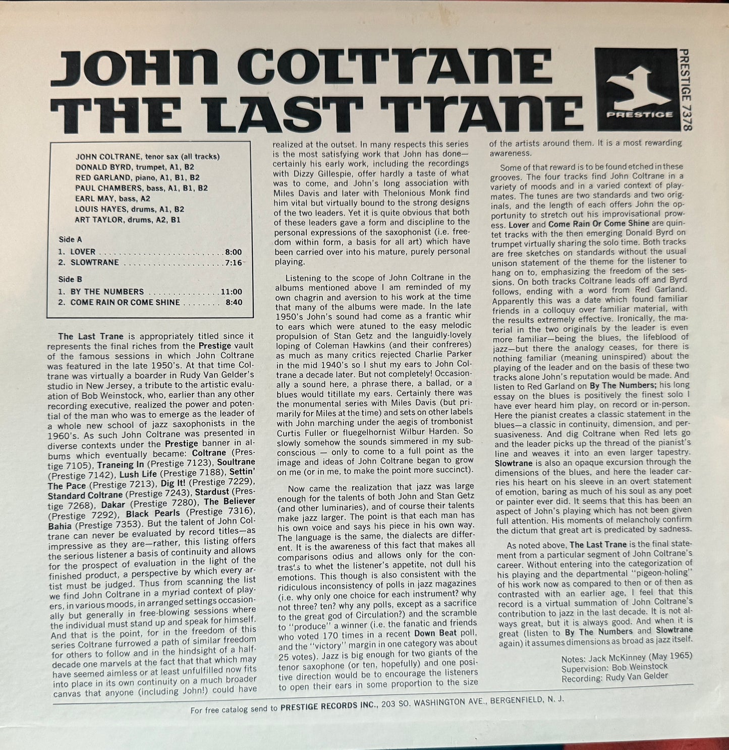 John Coltrane - Last Trane (Late 60’s Prestige)