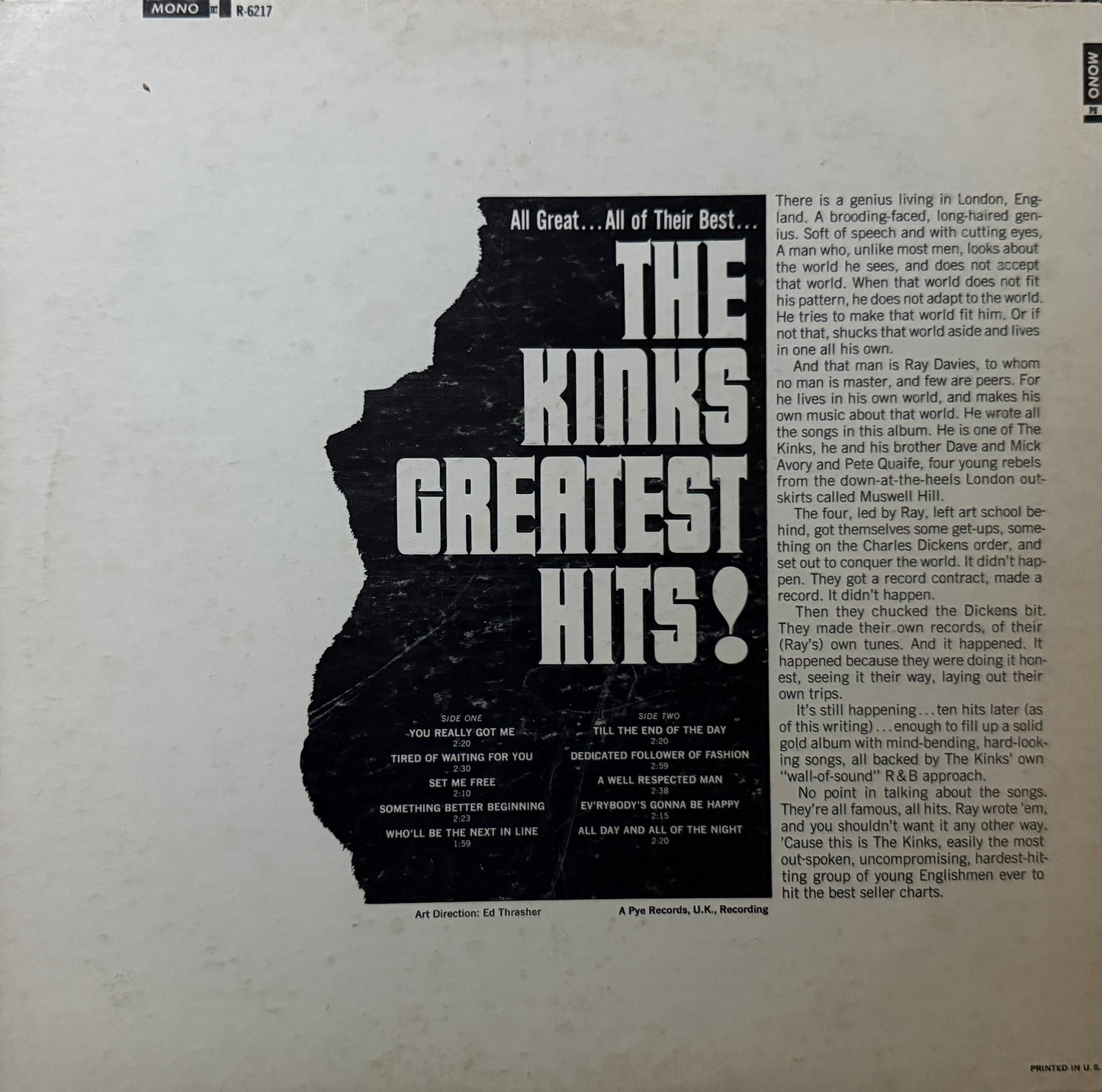 Kinks - Greatest Hits (1966 U.S. Mono TriColor Steam Boat)
